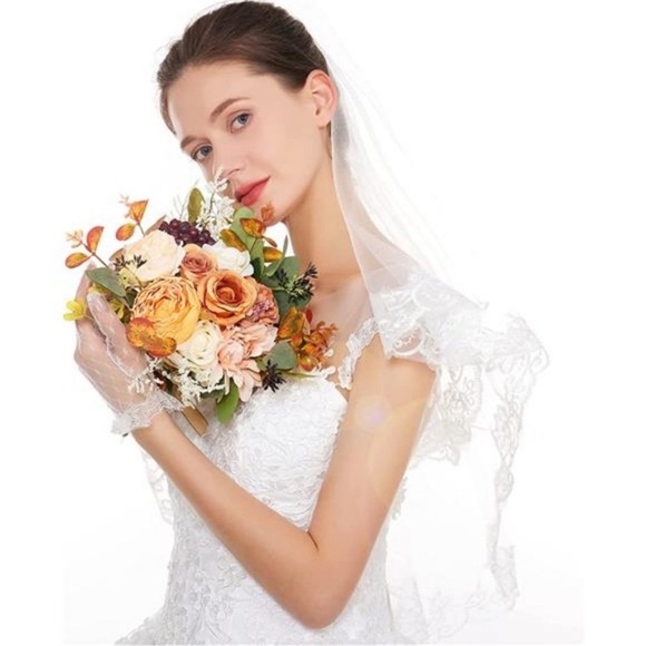 Fall Artificial Flower Decoration, Silk Rose and Peony Bouquet - Picture 3 of 7